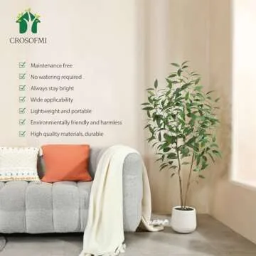 Artificial Eucalyptus Tree,5FT Fake Tree in White Imitation Ceramic Planter with Lifelike Moss,Faux Gum Tree Tree for Indoor Entryway Modern Decor Home Office Porch Balcony Shopping malls