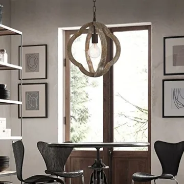 DOCHEER Rustic Wooden Chandelier for Home Decor