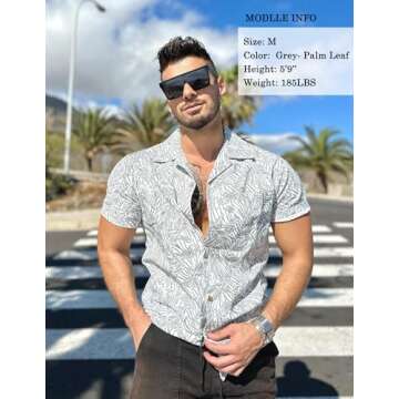 COOFANDY Men Floral Cotton Shirts Front Pocket Short Sleeve Casual Summer Shirts