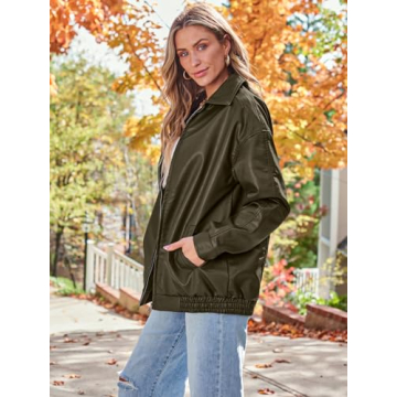 AUTOMET Oversized Faux Leather Jacket for Women