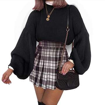 PRETTYGARDEN Women's Oversize Lantern Sleeve Sweater