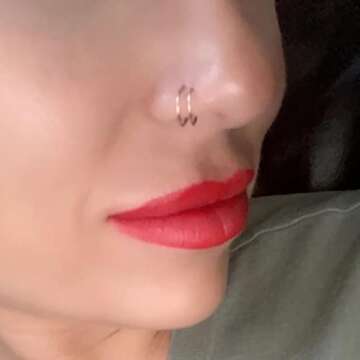 Goenjoy Double Nose Hoop Ring for Single Piercing Nose Hoop, Silver Spiral Nose Hoop For women, Nost...