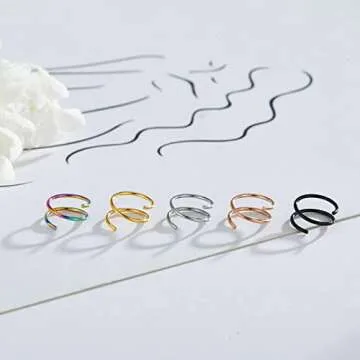 Goenjoy Double Nose Hoop Ring for Single Piercing Nose Hoop, Silver Spiral Nose Hoop For women, Nostril Piercing Jewelry