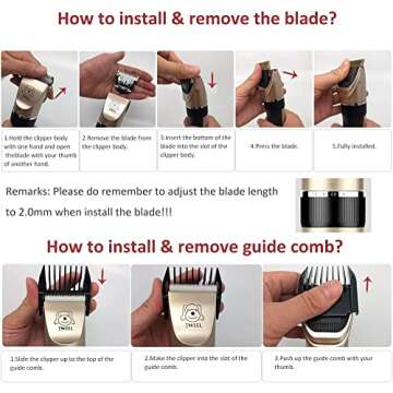 IWEEL Dog Clippers, 2-Speed Professional Rechargeable Cordless Cat Shaver and Low Noise Water Proof Electric Dog Trimmer Pet Grooming Kit Animal Hair Clippers Tool with Scissors Combs