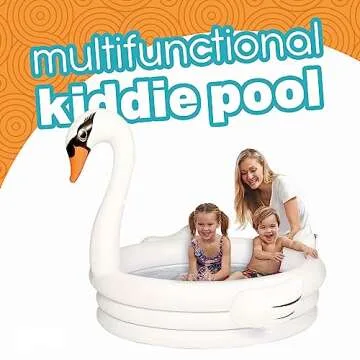 Charming Swan Inflatable Pool Float - 48x46 Kiddie Pool for All Ages