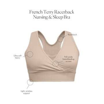 Kindred Bravely French Terry Racerback Nursing Sleep Bra for Maternity/Breastfeeding (Beige, X-Large)