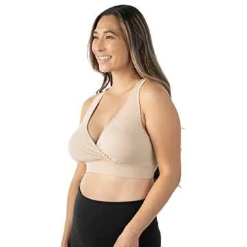 Kindred Bravely French Terry Racerback Nursing Sleep Bra for Maternity/Breastfeeding (Beige, X-Large)