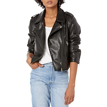The Drop Women's Heather Faux Leather Moto Jacket - Chic & Cozy