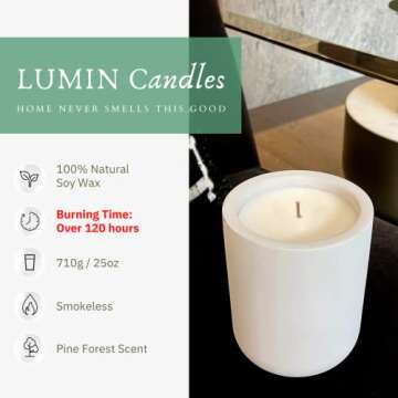 Lumin Pine Candle - 120 hr Long Lasting Soy Candles