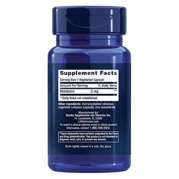 Life Extension Melatonin, 3 mg, Optimal Sleep Support, Healthy circadian Rhythms, Cellular Defense, ...