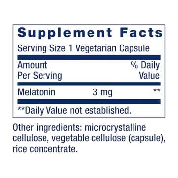 Life Extension Melatonin, 3 mg, Optimal Sleep Support, Healthy circadian Rhythms, Cellular Defense, Gluten-Free, Non-GMO, Vegetarian, 60 Capsules