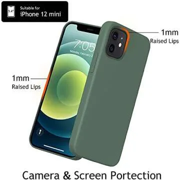 OuXul iPhone 12 Mini Case - Liquid Silicone Gel Rubber, Full Body Protection, Soft Microfiber Lining, 5.4 Inch (Forest Green)