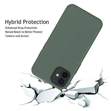 OuXul iPhone 12 Mini Case - Liquid Silicone Gel Rubber, Full Body Protection, Soft Microfiber Lining, 5.4 Inch (Forest Green)