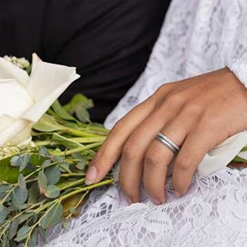 Enso Rings Halo Elements Silicone Ring – Stackable Wedding Engagement Band – Thin Minimalist Band – 2.54mm Wide, 1.5mm Thick – Silver-Colored, Size 6