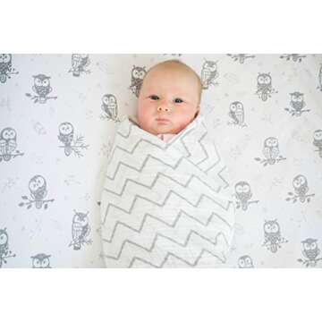 Baby Madeleine Organic Cotton Swaddle Blankets - 3 Pack of Large (47 X 47 inch) Organic Muslin Cotto...