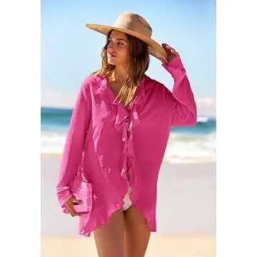 Chic MEROKEETY Women's Summer Bikini Cover Up Blouse