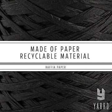YARRD 436 Yards Black Raffia Paper Ribbon for Crafting
