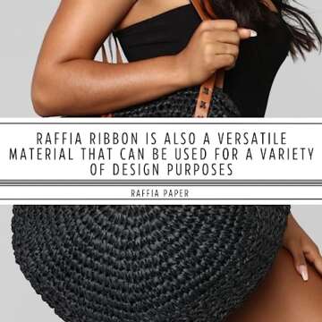 YARRD 436 Yards Black Raffia Paper Ribbon for Crafting