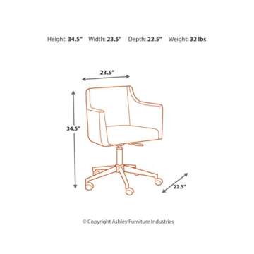 Signature Design by Ashley Baraga Contemporary Adjustable Swivel Home Office Desk Chair, White