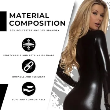 Forplay Women's Hot Metallic Zip Front Mock Neck Catsuit Bodysuit - Halloween Adult Costume US