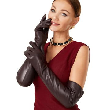 VIKIDEER Warm Soft Long Leather Gloves - Plush Lined Full Touchscreen Luxury Gloves for Evening Oper...