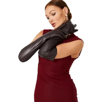 VIKIDEER Warm Elegant Long Leather Gloves for Women