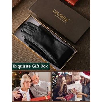 VIKIDEER Warm Elegant Long Leather Gloves for Women