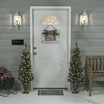 Set of 2 Lighted 4ft Cedar Topiary Trees for Home Decor