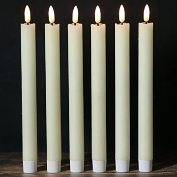 Wondise Ivory Flameless Taper Candles with Timer Set