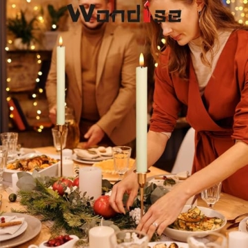 Wondise Ivory Flameless Taper Candles with Timer Set