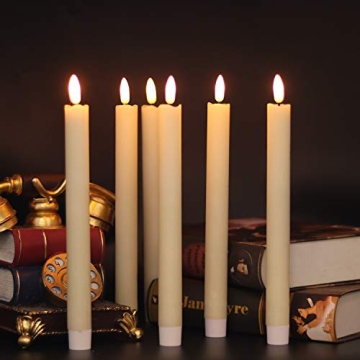 Wondise Ivory Flameless Taper Candles with Timer Set