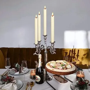 Wondise Ivory Flameless Taper Candles with Timer Set