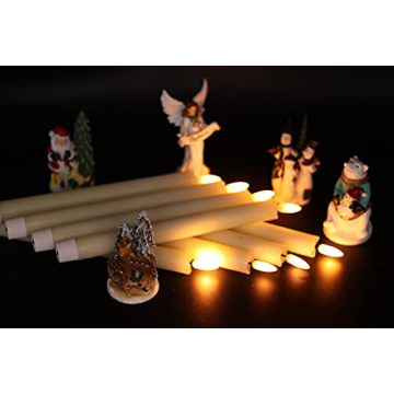 Wondise Ivory Flameless Taper Candles with Timer Set