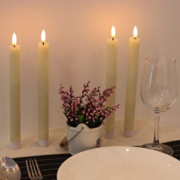 Wondise Ivory Flameless Taper Candles with Timer Set