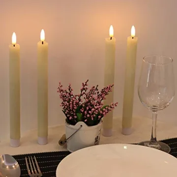 Wondise Ivory Flameless Taper Candles with Timer Set