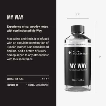 Aroma360 Hotel Collection Diffuser Oil-My Way-Aromatherapy Essential Fragrance Oil-Sandalwood, Warm Virginia Cedar& Beautiful Iris-500ML 16.9 Fl oz