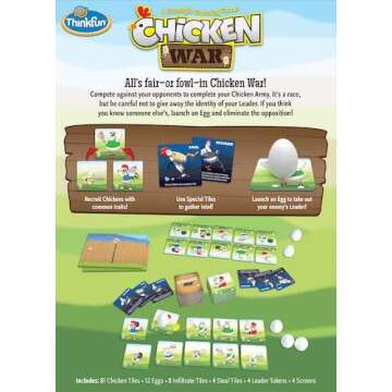 ThinkFun Chicken War Game - A Strategic Board Game with a Fun Theme and Hilarious Artwork, Perfect for Game Nights