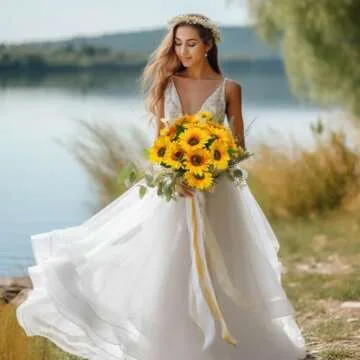 Olrla 10pcs Artificial Sunflowers for Home & Events