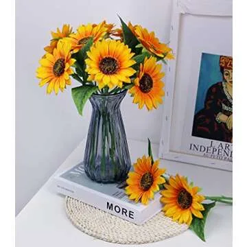 Olrla 10pcs Artificial Sunflowers for Home & Events