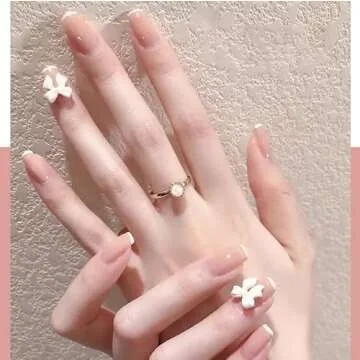 Sokfone 3D Butterfly Nail Art Charms White Matte Simple Resin Bow Tie Design Decoration Nail Charms DIY Crafts Nail Accessories Nail Decorations for Women and Girls