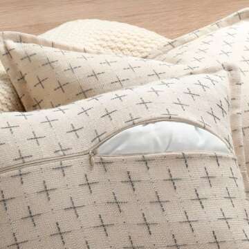 ZWJD Pillow Covers 18x18 Set of 2 Soft Polyester Textured Pillow Covers with Stylish Flange Edge Cozy Farmhouse Throw Pillows for Couch Bed Sofa Living Room