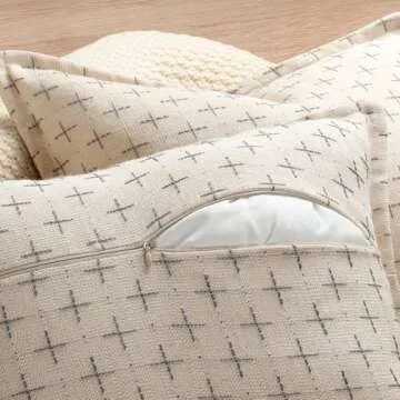 ZWJD Pillow Covers 18x18 Set of 2 Soft Polyester Textured Pillow Covers with Stylish Flange Edge Cozy Farmhouse Throw Pillows for Couch Bed Sofa Living Room