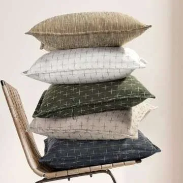 ZWJD Pillow Covers 18x18 Set of 2 Soft Polyester Textured Pillow Covers with Stylish Flange Edge Cozy Farmhouse Throw Pillows for Couch Bed Sofa Living Room