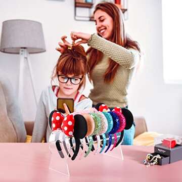 Pengup Heaband Holder Organizer,Acrylic Hair Band Ear Display Stand Jewelry Storage for Show Selling.