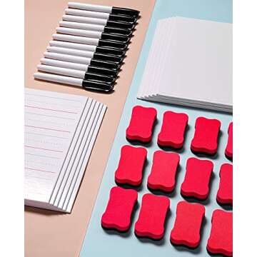 Gamenote 12 Pack Magnetic Small White Board Set - Double Sided Magnet Dry Erase Ruled Lap Boards 9x12 Lined Whiteboard for Kids Student Learning