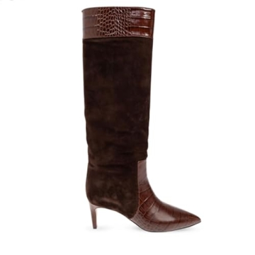 XEYANFYS Women's Chic Knee-High Boots - Elegant Brown Suede & Stiletto Heel