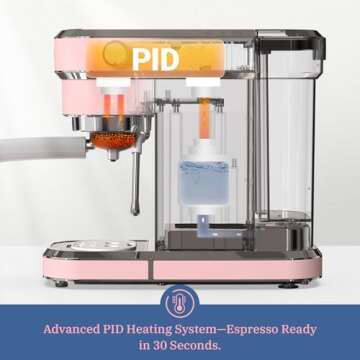 Laekerrt Professional Espresso Machine 20 Bar, Espresso Maker with Milk Frother Steam Wand, Stainless Steel Home Coffee Machines for Cappuccino and Latte, Gift for Women Wife Daughter or Mom, Pink