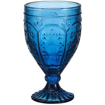 Fitz and Floyd Trestle Glassware Ornate Goblets, 4 Count (Pack of 1), Indigo