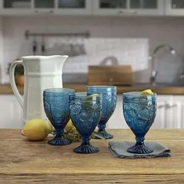 Fitz and Floyd Trestle Indigo Goblets for Celebrations