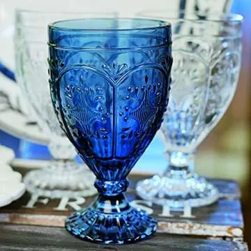 Fitz and Floyd Trestle Indigo Goblets for Celebrations